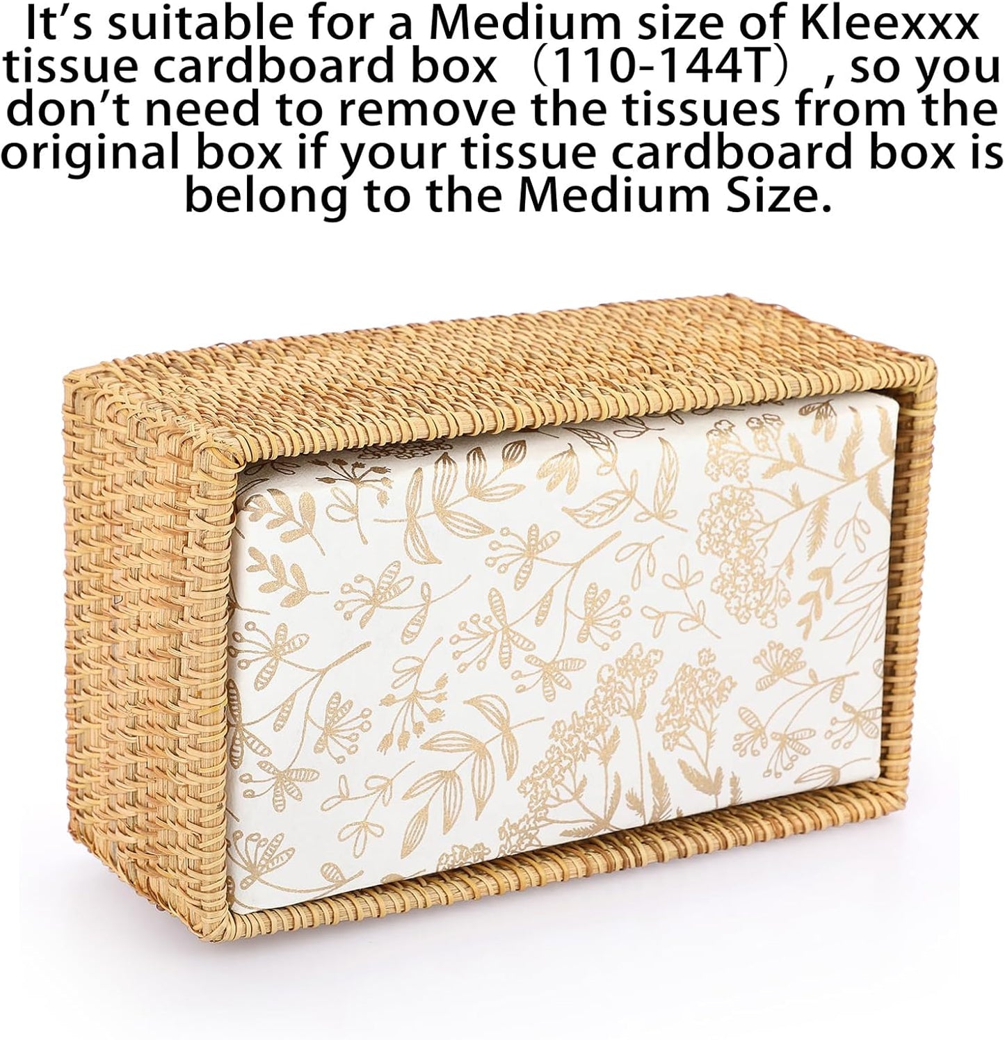 Tissue Box Cover Rectangle Tissue Box Rattan Tissue Box Holder,Wicker Decorative Tissue Holder for Bathroom Toilet Living Room Kitchen Office Table Desk, Yellow