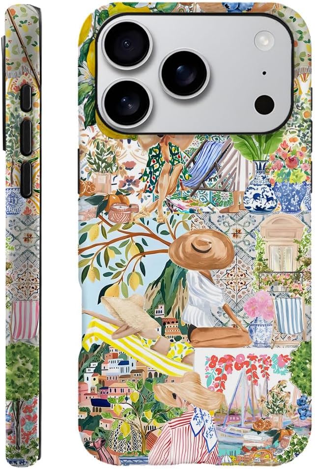 Compatible with iPhone 17 Pro,Anti-Scratch Frosted Case Cover,Collage Aesthetic Lemon Flower Boho