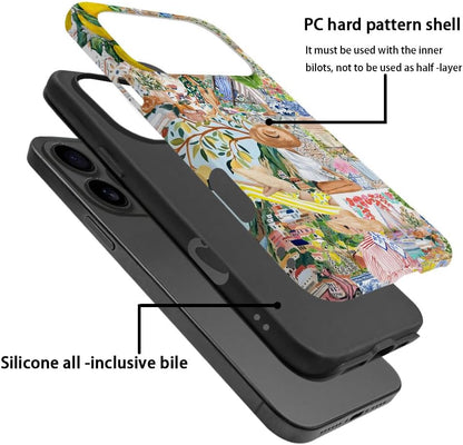 Compatible with iPhone 17 Pro,Anti-Scratch Frosted Case Cover,Collage Aesthetic Lemon Flower Boho