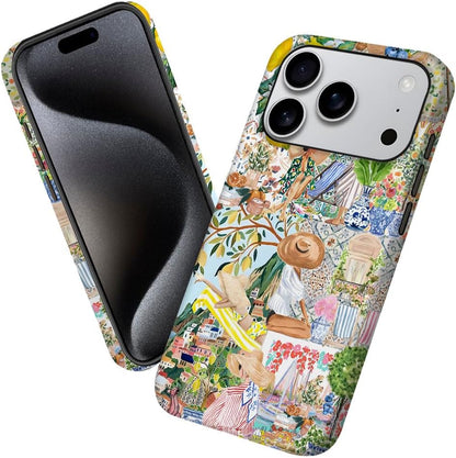 Compatible with iPhone 17 Pro,Anti-Scratch Frosted Case Cover,Collage Aesthetic Lemon Flower Boho