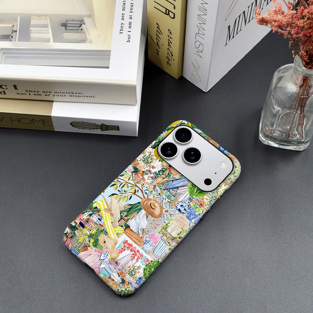Compatible with iPhone 17 Pro,Anti-Scratch Frosted Case Cover,Collage Aesthetic Lemon Flower Boho