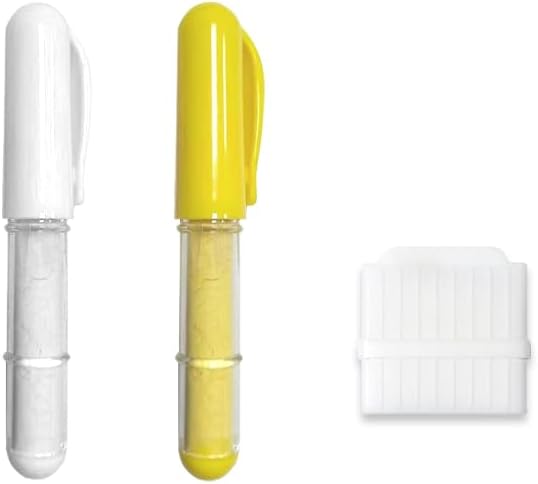 Sewing Marking Pens Set Pen and Solid Marking Powder (2 sewing pencils and 1 solid white marker, 1 white and 1 yellow)