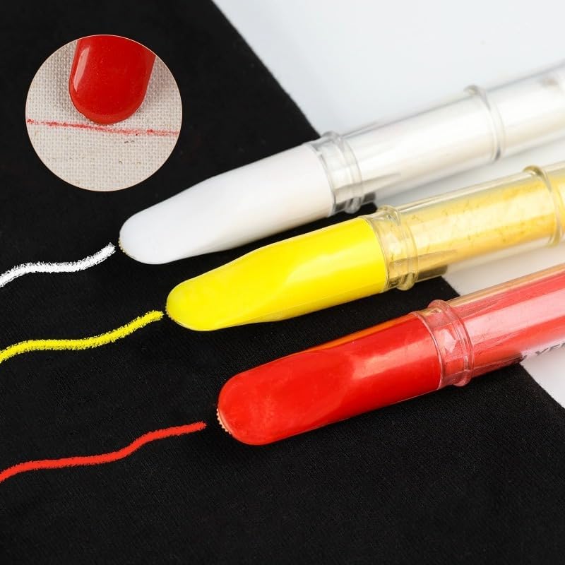 Sewing Marking Pens Set Pen and Solid Marking Powder (2 sewing pencils and 1 solid white marker, 1 white and 1 yellow)