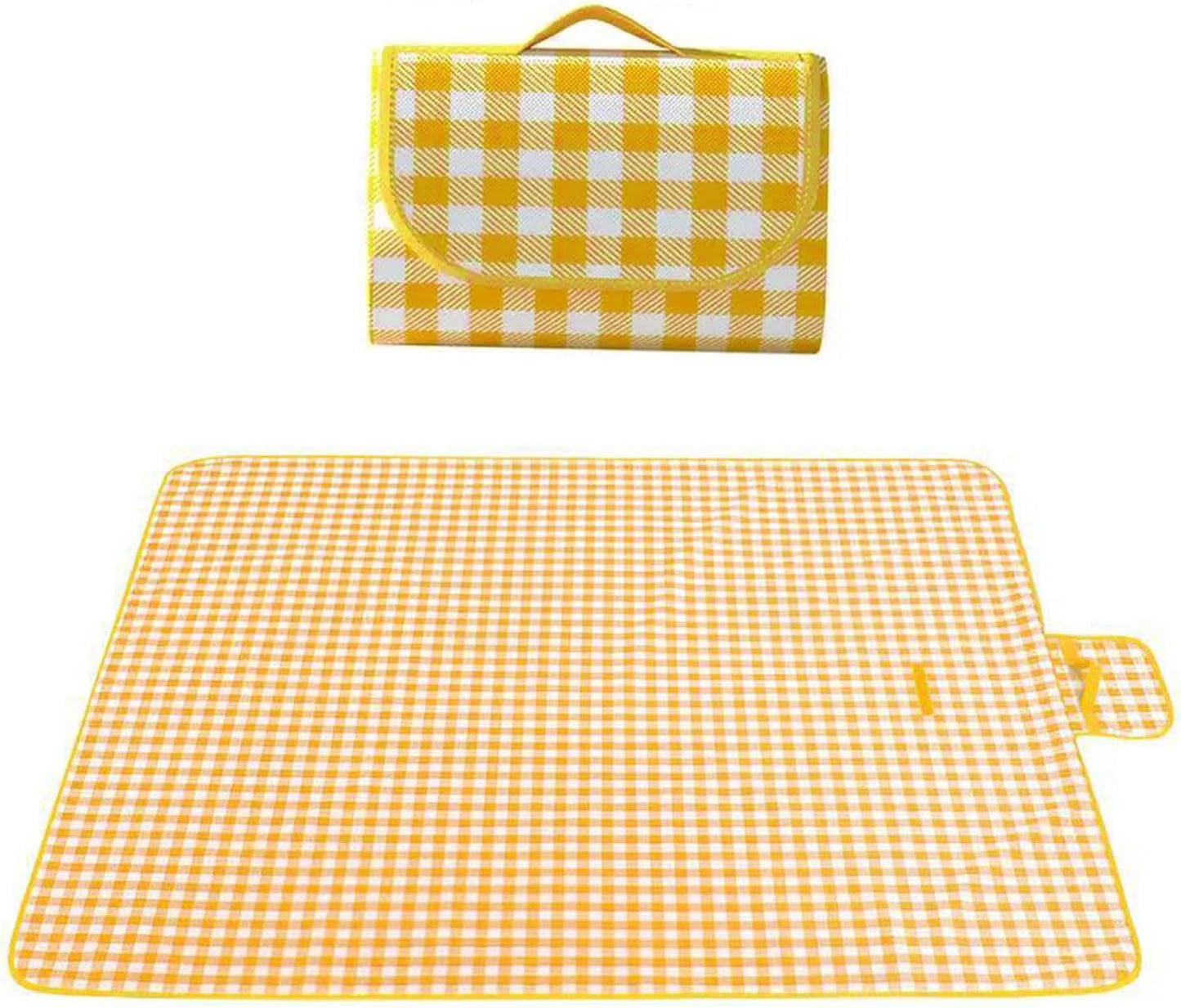 Large Picnic Blanket Waterproof and Sand Proof -59x39 inch Large Outdoor Beach Mat, Portable Foldable Blanket, Suitable for Camping, Parks, Families, Adults, Children, and Pets (Yellow-M)