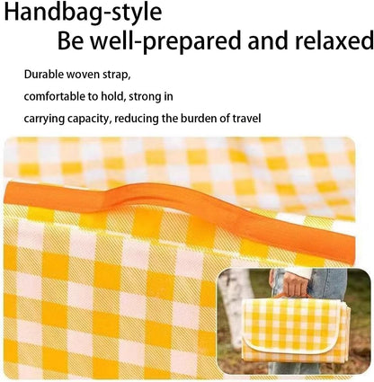 Large Picnic Blanket Waterproof and Sand Proof -59x39 inch Large Outdoor Beach Mat, Portable Foldable Blanket, Suitable for Camping, Parks, Families, Adults, Children, and Pets (Yellow-M)