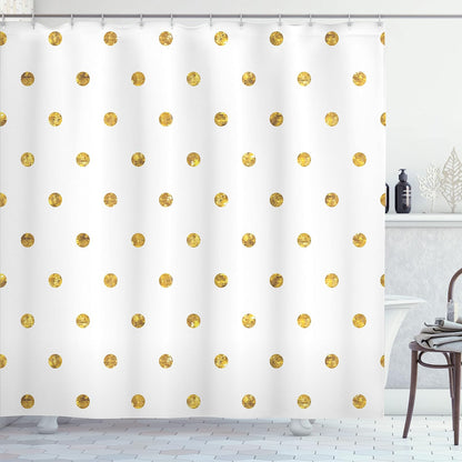 Modern Shower Curtain, Blurry Crystalised Yellow Ombre Geometric Circles Rounds Plain Backdrop Print, Cloth Fabric Bathroom Decor Set with Hooks, 69" W x 70" L, Yellow White