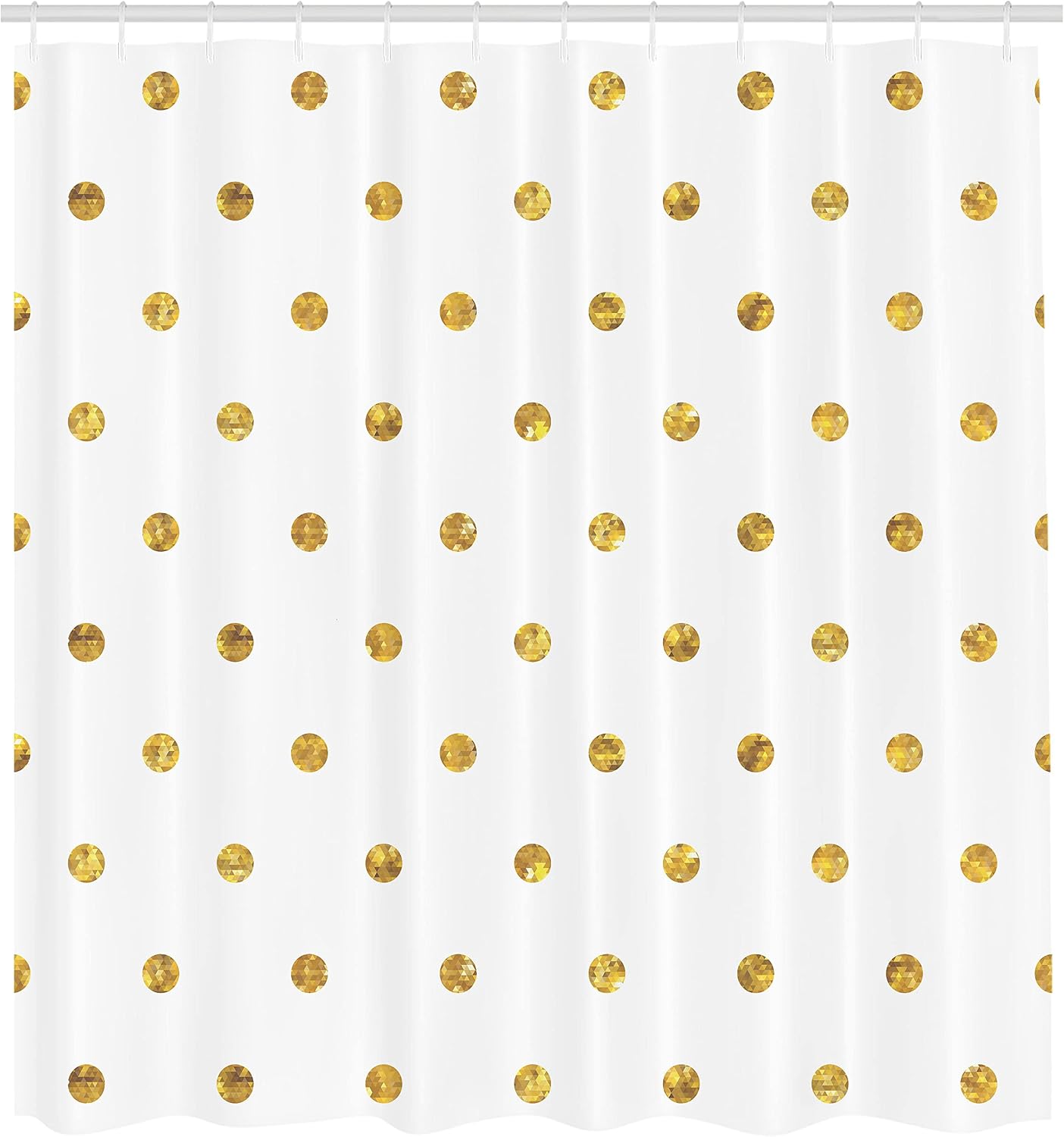 Modern Shower Curtain, Blurry Crystalised Yellow Ombre Geometric Circles Rounds Plain Backdrop Print, Cloth Fabric Bathroom Decor Set with Hooks, 69" W x 70" L, Yellow White