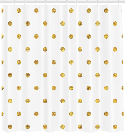 Modern Shower Curtain, Blurry Crystalised Yellow Ombre Geometric Circles Rounds Plain Backdrop Print, Cloth Fabric Bathroom Decor Set with Hooks, 69" W x 70" L, Yellow White