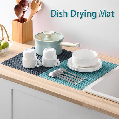 Silicone Dish and Cup Drying Mat - Extra Large Trivet for Hot Dishes, Large Size Hot Pots and Pads Coming Directly Out from the Stove or Oven,Drain Board,16" x 11.5",Yellow
