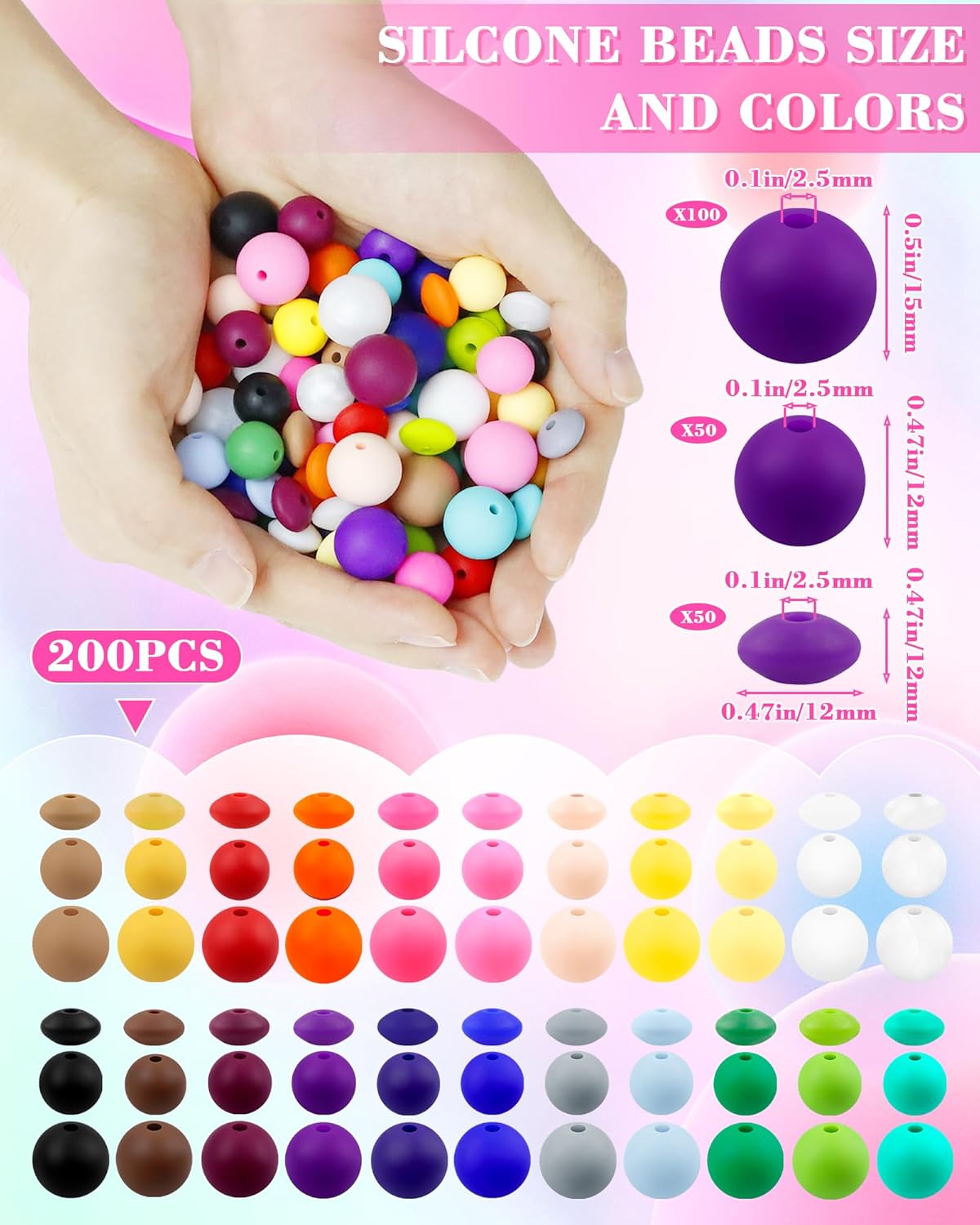 200Pcs Mixed Silicone Beads, 12mm, 15mm for Keychain & DIY Crafts | Mustard Yellow, Round & Lentil Silicone Beads, Seamless Finish, Easy to String, Resistant to Wear, Ideal for Daily Use