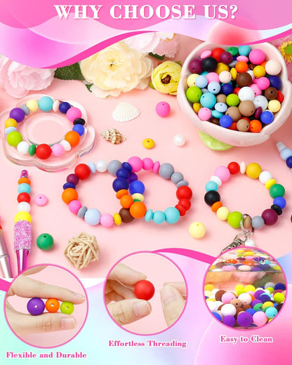 200Pcs Mixed Silicone Beads, 12mm, 15mm for Keychain & DIY Crafts | Mustard Yellow, Round & Lentil Silicone Beads, Seamless Finish, Easy to String, Resistant to Wear, Ideal for Daily Use