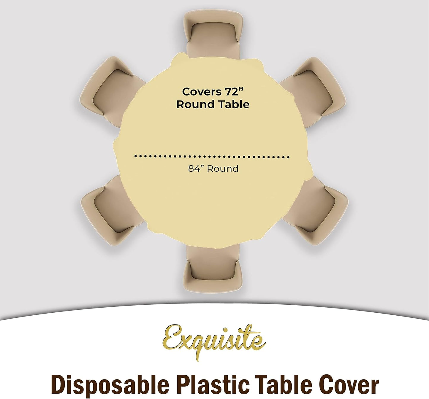 Party Solids 4-Pack Light Yellow Plastic Table Cloth - 84-Inch Round - Disposable Tablecloth for Parties and Picnics