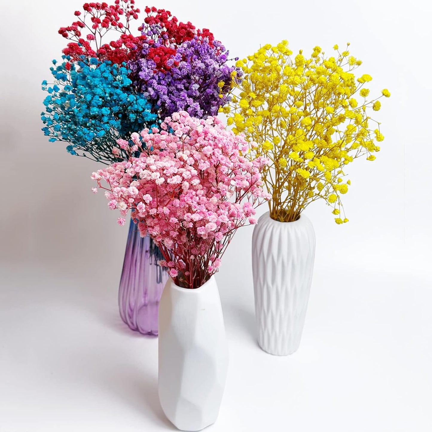 Preserved Baby's Breath 3 Bunches, 100% Natrual Fresh Gypsophila Long Lasting Flowers for Vase Arrangements Home Decoration Photo Props Parties and Weddings, DIY Décor-Yellow