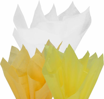 Gift Wrapping Tissue Paper - Deep Yellow/Yellow/White Assorted - 26 Inches x 20 Inches - 60 Sheets