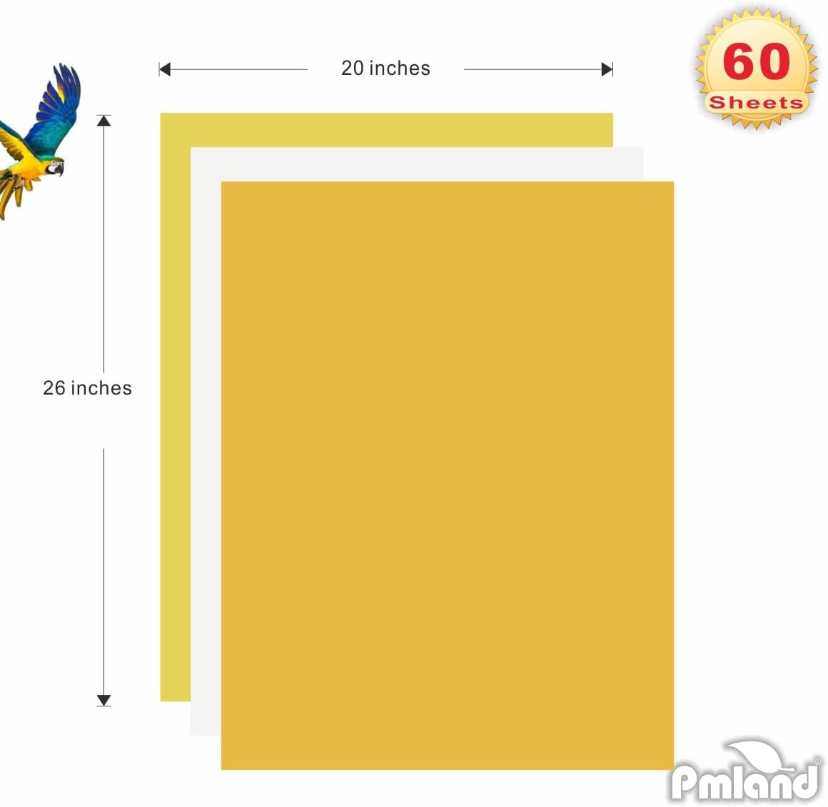 Gift Wrapping Tissue Paper - Deep Yellow/Yellow/White Assorted - 26 Inches x 20 Inches - 60 Sheets