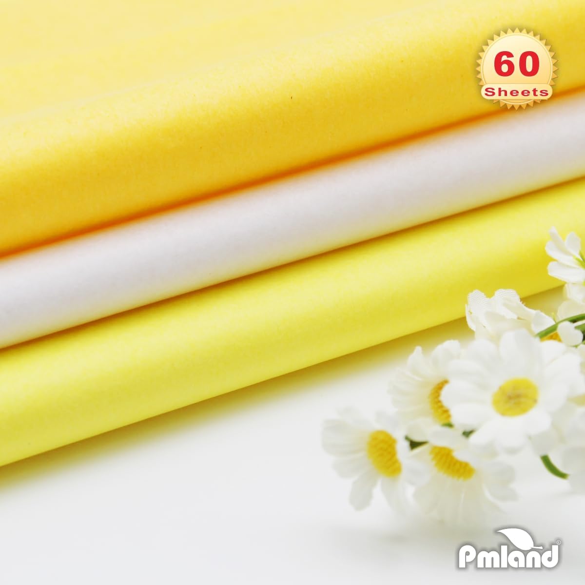Gift Wrapping Tissue Paper - Deep Yellow/Yellow/White Assorted - 26 Inches x 20 Inches - 60 Sheets