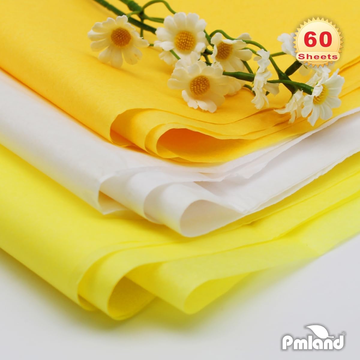 Gift Wrapping Tissue Paper - Deep Yellow/Yellow/White Assorted - 26 Inches x 20 Inches - 60 Sheets