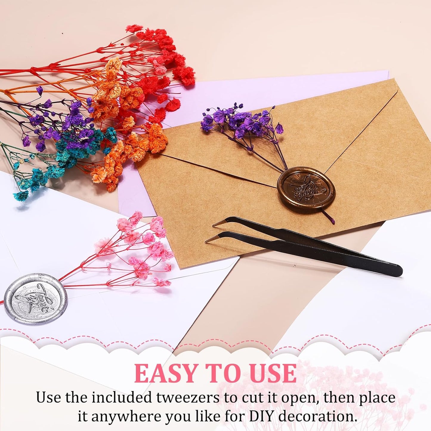 Mini Dried Gypsophila Flower Kit, 30Pcs 4 Inch Yellow Natural Pressed Floral Bundles with Tweezer for DIY Resin Crafts Gift Wedding Christmas Card Decor Flower Bouquets