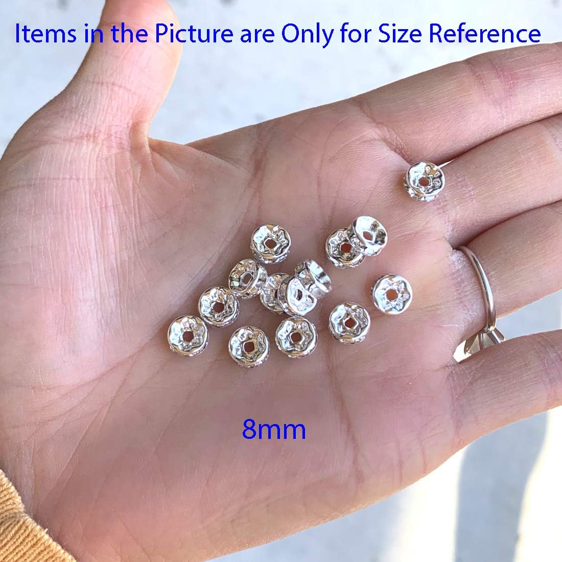 100pcs Adabele AAA 8mm Clear Rhinestone Gold Rondelle Beads | Premium, Sparkle Crystal Rhinestone, 18K Yellow Gold Plated Wheel Rondelle Spacers Craft Jewelry Making Beadwork Separations