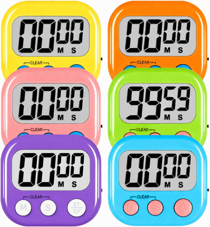 Classroom Timers for Kids Classroom Magnetic Digital Kitchen Timers for Cooking Teachers Gym Game 6 Pcs Blue Green Pink Purple Yellow Orange
