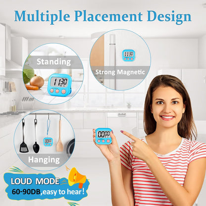 Classroom Timers for Kids Classroom Magnetic Digital Kitchen Timers for Cooking Teachers Gym Game 6 Pcs Blue Green Pink Purple Yellow Orange