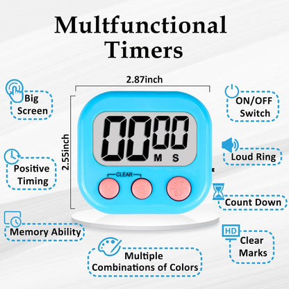 Classroom Timers for Kids Classroom Magnetic Digital Kitchen Timers for Cooking Teachers Gym Game 6 Pcs Blue Green Pink Purple Yellow Orange