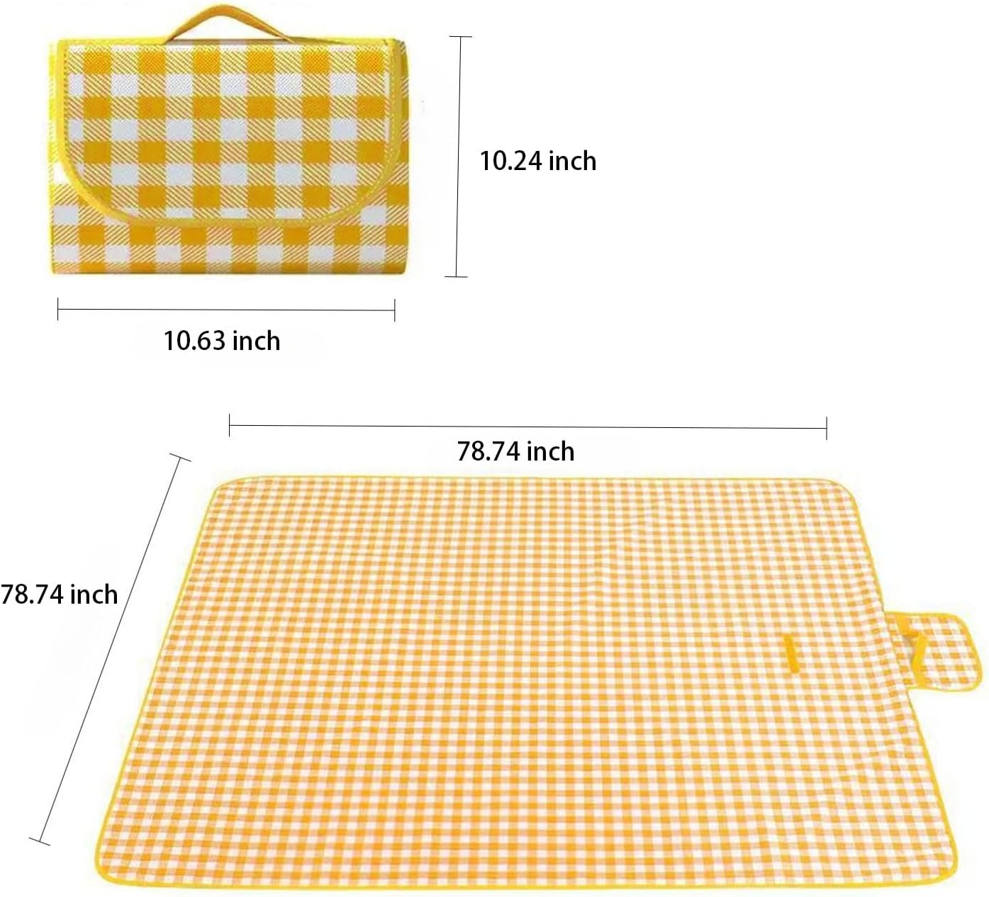 Super large Portable Thin Waterproof Beach Blanket, Suitable for Outdoor Camping use, 78x78 inch Foldable Outdoor mat, Suitable for Camping, Parks, Families, Adults, Children, and Pets (Yellow XXL)