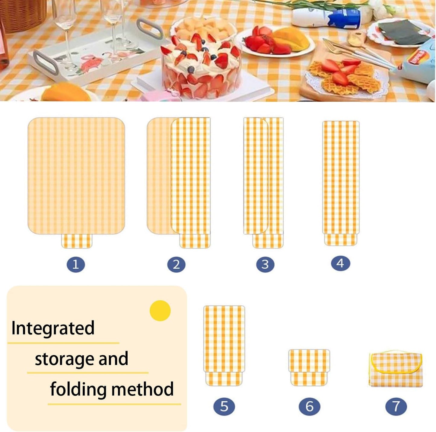Super large Portable Thin Waterproof Beach Blanket, Suitable for Outdoor Camping use, 78x78 inch Foldable Outdoor mat, Suitable for Camping, Parks, Families, Adults, Children, and Pets (Yellow XXL)