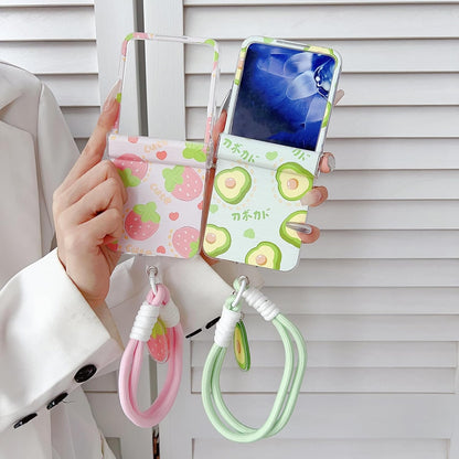 Cute Case Compatible with Motorola Razr Ultra 2025/Ultra 2026 with Lanyard,Cartoon Funny Lemon Fruit Pattern Shockproof Hinge Protection Cover Strap for Women