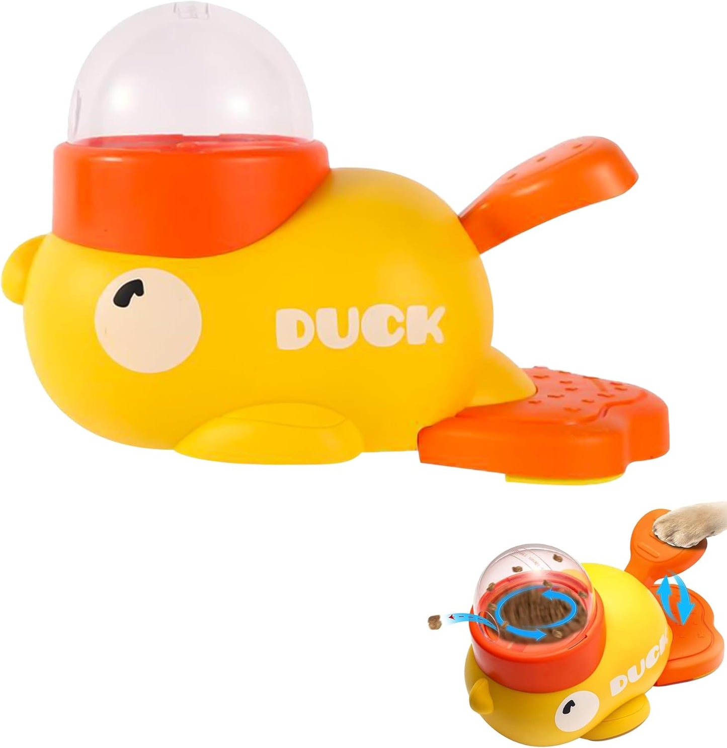 Duck Treat Dispenser,Automatic Cartoon Feeder,Interactive Dog Slow Feeder Puzzle Toy,for Healthy Eating for Dogs and Cats (Yellow)