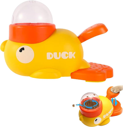 Duck Treat Dispenser,Automatic Cartoon Feeder,Interactive Dog Slow Feeder Puzzle Toy,for Healthy Eating for Dogs and Cats (Yellow)