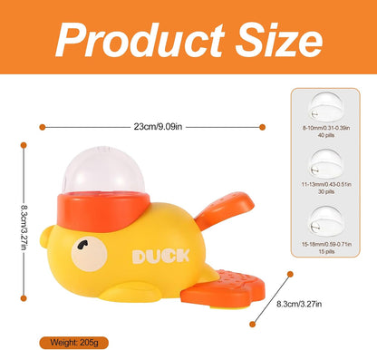 Duck Treat Dispenser,Automatic Cartoon Feeder,Interactive Dog Slow Feeder Puzzle Toy,for Healthy Eating for Dogs and Cats (Yellow)