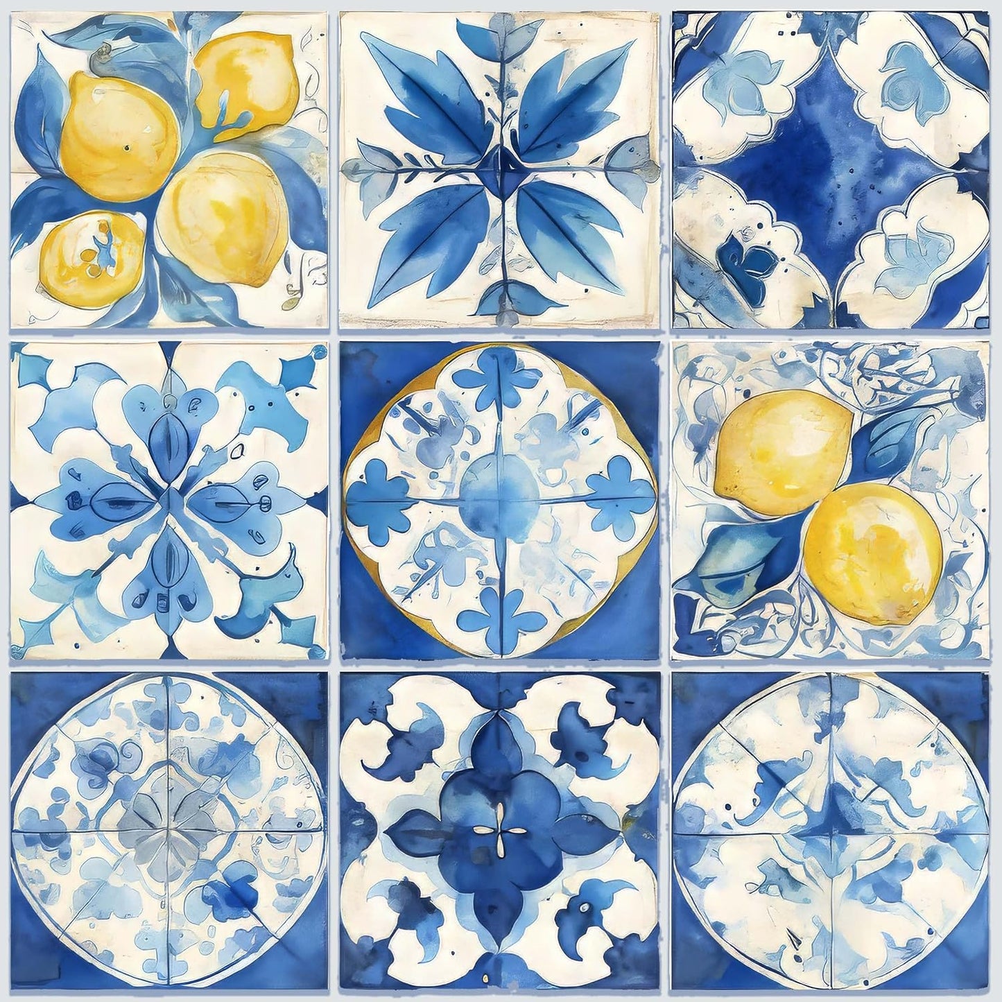 Amalfi Coast Wrapping Paper – Mediterranean Gift Wrap with Lemons, Florals & Tiles – Elegant for Weddings, Bridal Showers, Baby Showers, Engagements & Housewarmings (Blue Tile, 6 foot x 29 inch roll)