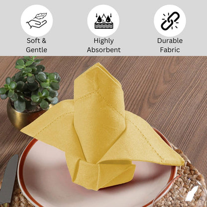 Yellow Hemstitch 100% Cotton Dinner Napkins, Set of 6, 18x18 | Cloth Napkins, Machine Washable, Soft Reusable Table Napkins for Weddings, Dining, Events, Holidays, Everyday Meals & Parties