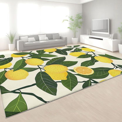 2 x 3 Lemon Color Bedroom Rugs, Washable Area Rug for Bedroom Rubber Backed, Yellow Lemon Stain-Resistant Carpet for Dining Room Under Table, Hallway, Kitchen