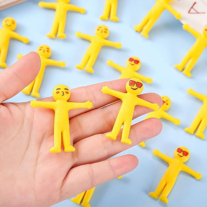 20pcs Stretchable Yellow Characters, Stress Relieving Toys, Mini Stretchable Yellow Characters, and Pinch Toy Gifts (Multiple Mixed Packaging) (Randomly distributed)