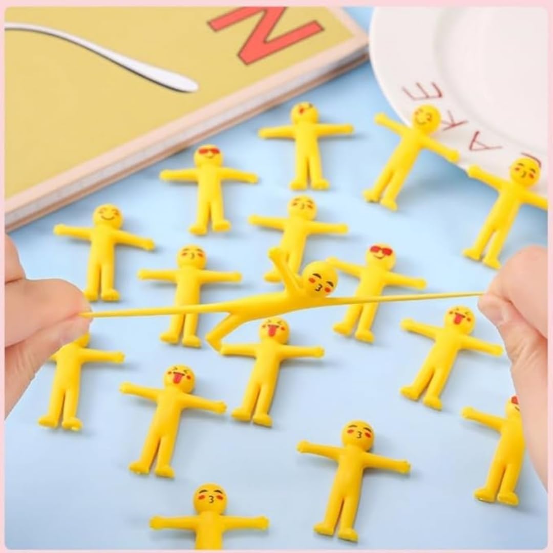 20pcs Stretchable Yellow Characters, Stress Relieving Toys, Mini Stretchable Yellow Characters, and Pinch Toy Gifts (Multiple Mixed Packaging) (Randomly distributed)