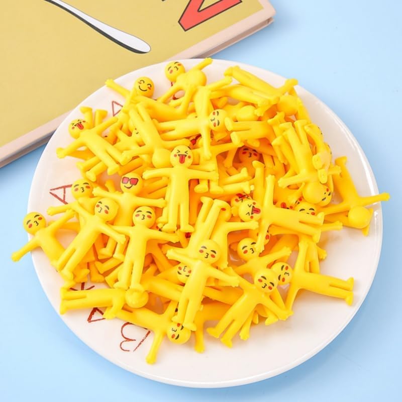 20pcs Stretchable Yellow Characters, Stress Relieving Toys, Mini Stretchable Yellow Characters, and Pinch Toy Gifts (Multiple Mixed Packaging) (Randomly distributed)
