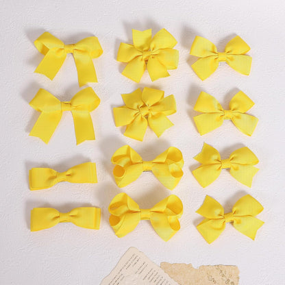 12 Pieces 3" Solid Yellow Hair Bows Alligator Clips for Toddler Teen Baby Girls,Boutique Ribbon Hair Accessory,Secure Non-Slip Barrettes for Kids School, Women Summer Party Gift