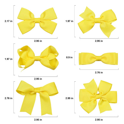 12 Pieces 3" Solid Yellow Hair Bows Alligator Clips for Toddler Teen Baby Girls,Boutique Ribbon Hair Accessory,Secure Non-Slip Barrettes for Kids School, Women Summer Party Gift