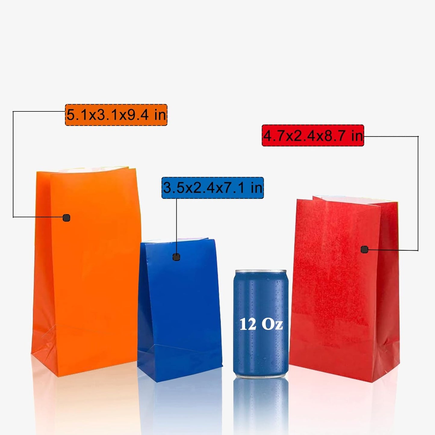 Small Yellow Paper Bags Yellow Goodie Bags Small Party Favor Bag Paper Lunch Bag (80 CT, 4.7 X 2.4 X 8.7 In)