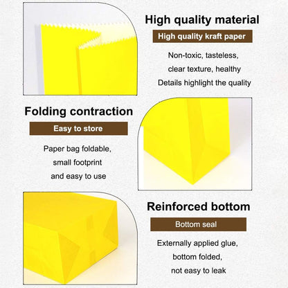 Small Yellow Paper Bags Yellow Goodie Bags Small Party Favor Bag Paper Lunch Bag (80 CT, 4.7 X 2.4 X 8.7 In)