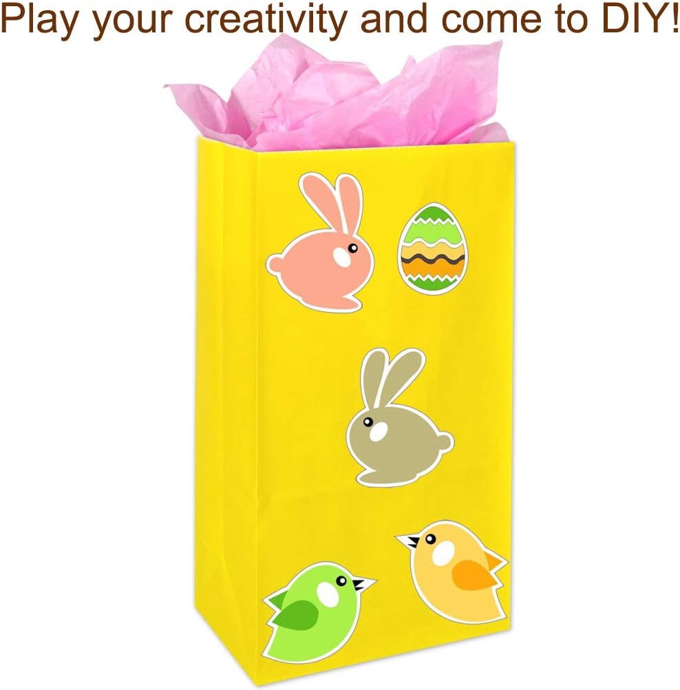 Small Yellow Paper Bags Yellow Goodie Bags Small Party Favor Bag Paper Lunch Bag (80 CT, 4.7 X 2.4 X 8.7 In)