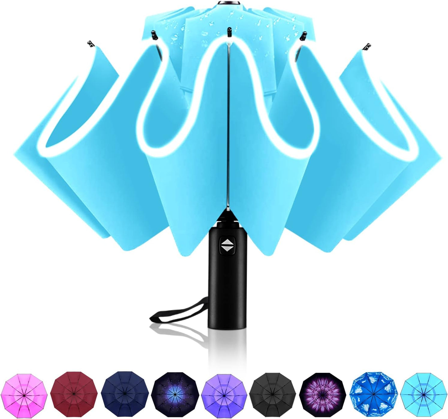 Windproof Automatic Inverted Umbrella – Compact Folding with Sun UV Protection, Portable Travel Umbrella for Car & Backpack
