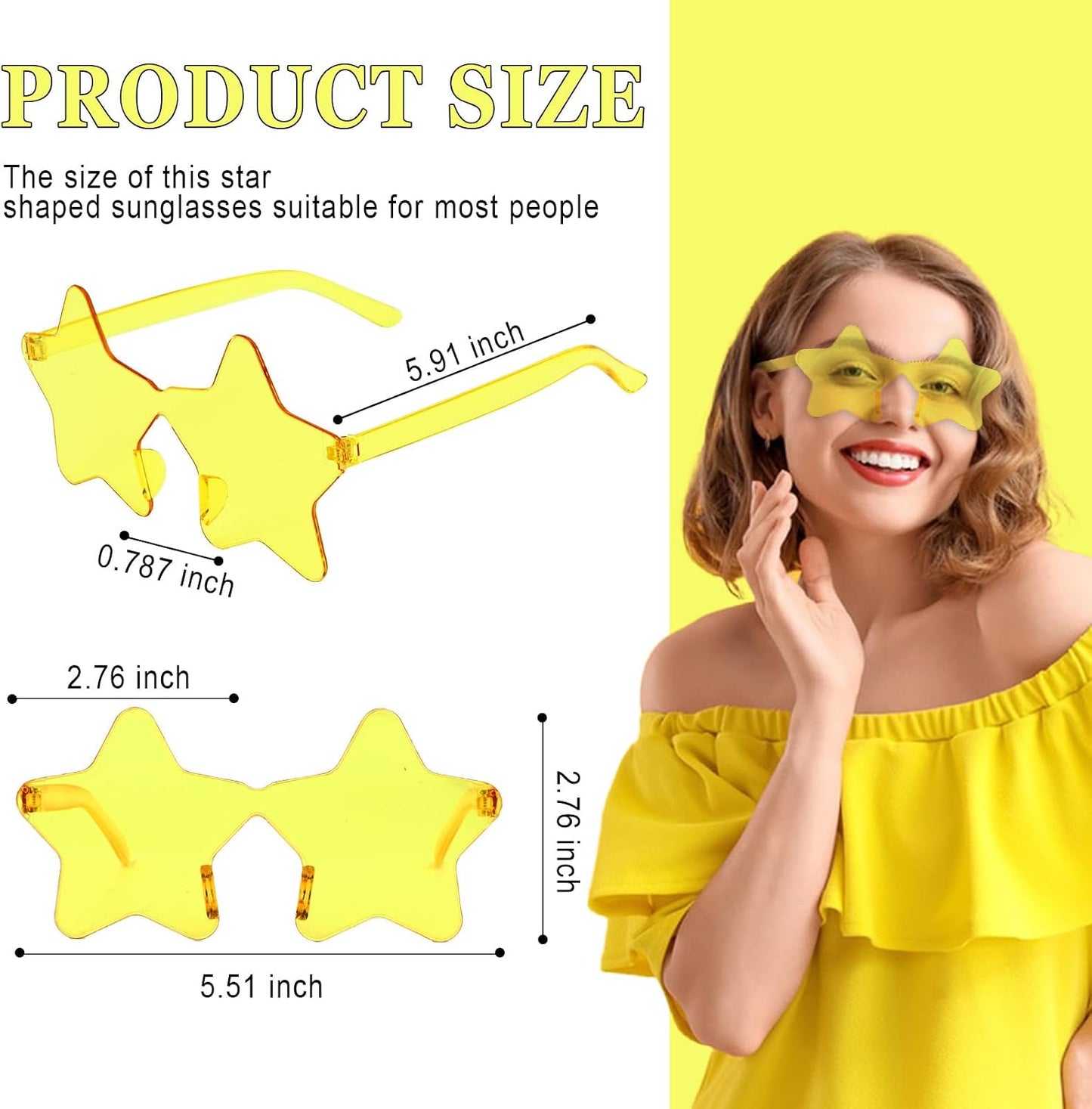 2 Pairs Star Sunglasses Bulk Rimless Star Shaped Sunglasses Funny Party Glasses Party Favors Photo Booth Props