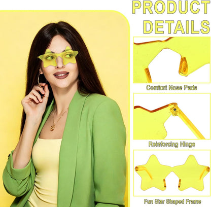 2 Pairs Star Sunglasses Bulk Rimless Star Shaped Sunglasses Funny Party Glasses Party Favors Photo Booth Props