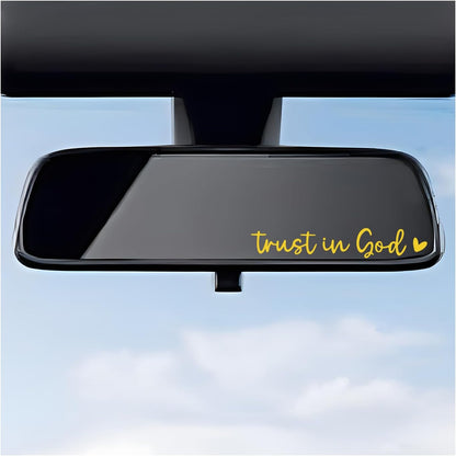 2PCS Trust in God Rearview Mirror Decals, Automotive Vinyl Rear View Mirror Decorative Stickers, Waterproof Trust in God Stickers for Car Truck Laptop, Car Accessories (Yellow)