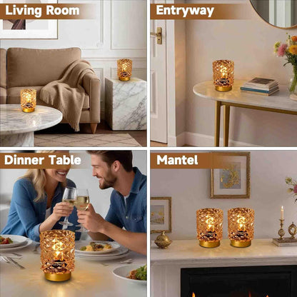 Battery Operated Lamp with Timer, Cordless Table Lamps for Shelf Decor, Rhombus Texture Aesthetic Crystal Lamp, Small Decorative Lamps for Bedroom/Bathroom/Kitchen/Entryway/Dorm (Yellow)