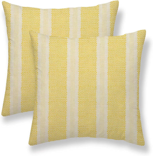 Yellow Polka Dot Pillow Covers 18 x 18 Inch Set of 2 Boho Striped Decorative Outdoor Throw Pillow Covers Linen Modern Geometry Cushion Cases for Home Sofa Couch Living Room Decor