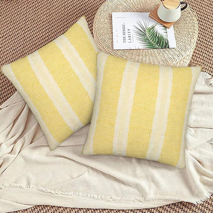 Yellow Polka Dot Pillow Covers 18 x 18 Inch Set of 2 Boho Striped Decorative Outdoor Throw Pillow Covers Linen Modern Geometry Cushion Cases for Home Sofa Couch Living Room Decor